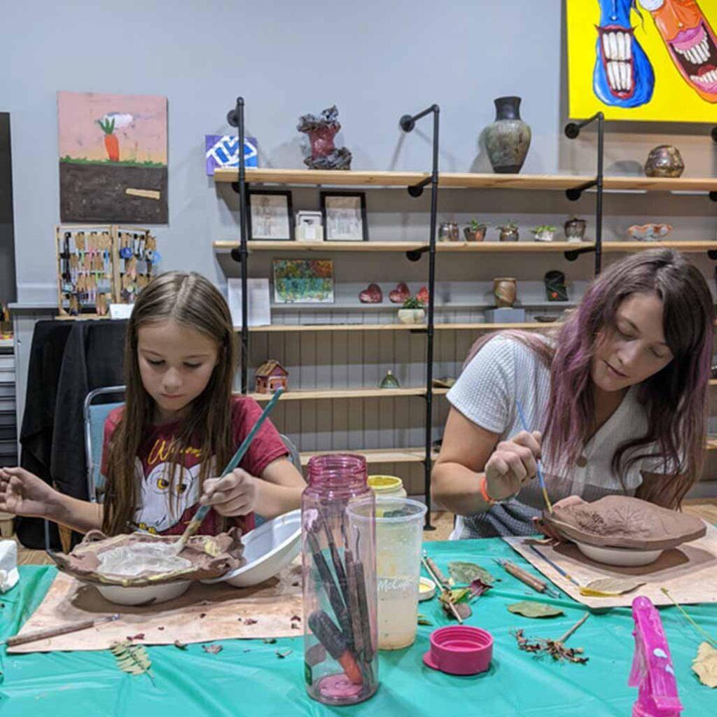 working on pottery